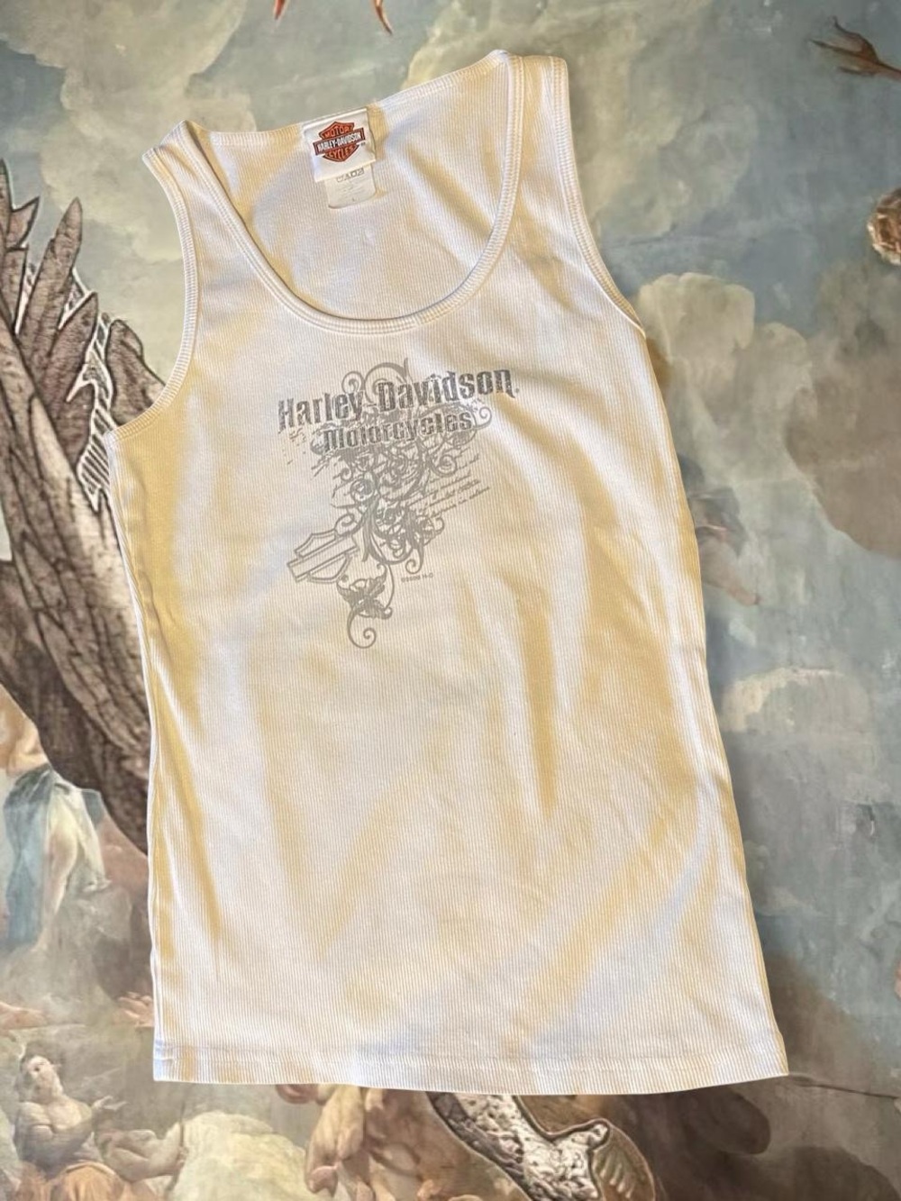 Y2K Harley-Davidson White Ribbed Tank Top